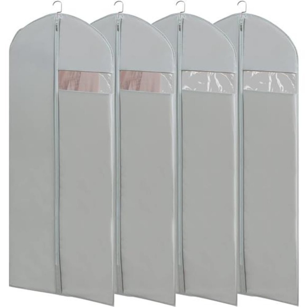 DressBags for Gowns Long,65''LongDress Clear GarmentBag(Set of 4, 23.3'' X 65'')